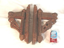 Antique PR Carved Wood Indian Corbel Brackets Sconces W/ Birds