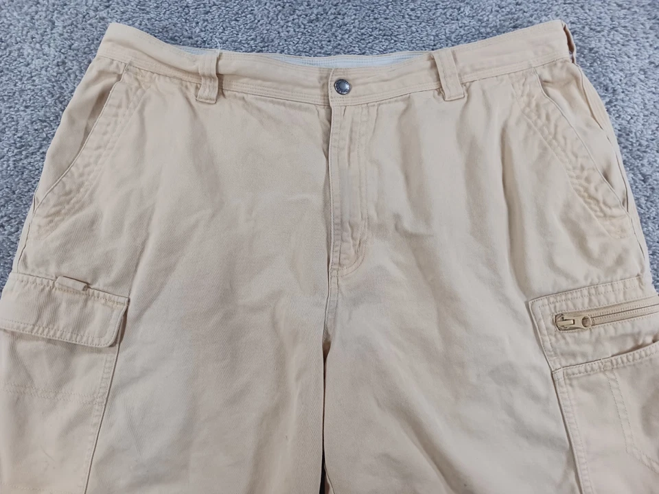 Pantalones Cortos Columbia 36 Para Hombre Carga Amarillo Algodón Forrado Frente Plano Foto 2 de 4