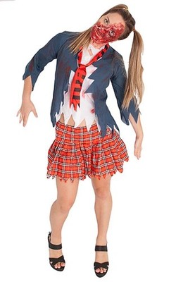 ZOMBIE SCHOOLGIRL WALKING DEAD ADULT WOMENS FANCY DRESS HALLOWEEN COSTUME