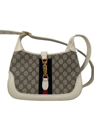 Gucci Vintage Jackie 1961 GG Supreme Shoulder Handbag Purse Beige