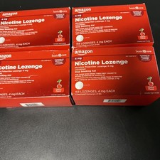 4x Amazon Basic Care Nicotine Polacrilex Lozenge 4mg Cherry 168 Ct x4 Exp 11/26
