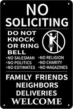 No Soliciting Sign for House Front Door,8 x 12 Inches -Aluminum- Do Not Knock or