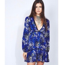 NWT Jaase Blue Floral Long Sleeve Tiered Boho Jessie Dress Size LARGE