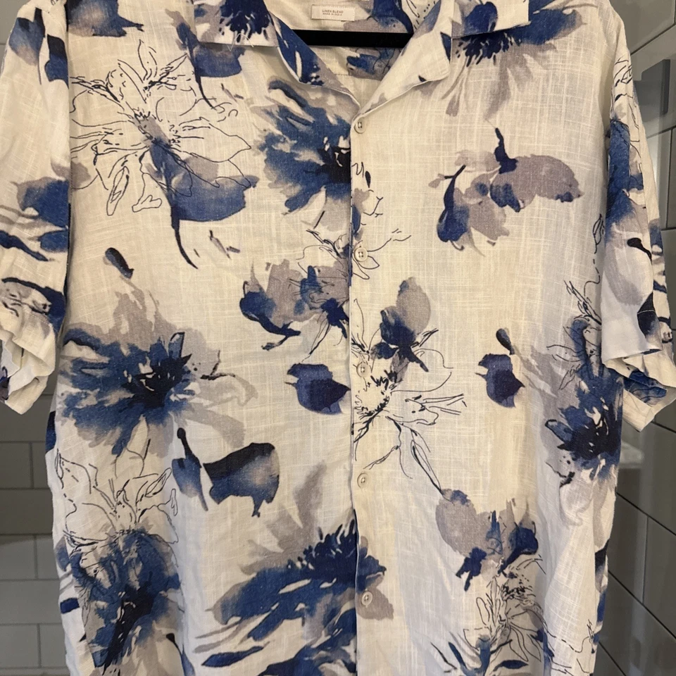 Camisa polo masculina manga curta elegante mistura de linho cinza e porteiro grande - Imagem 2 de 4