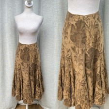 Lauren Ralph Lauren Petite brown tan linen midi skirt