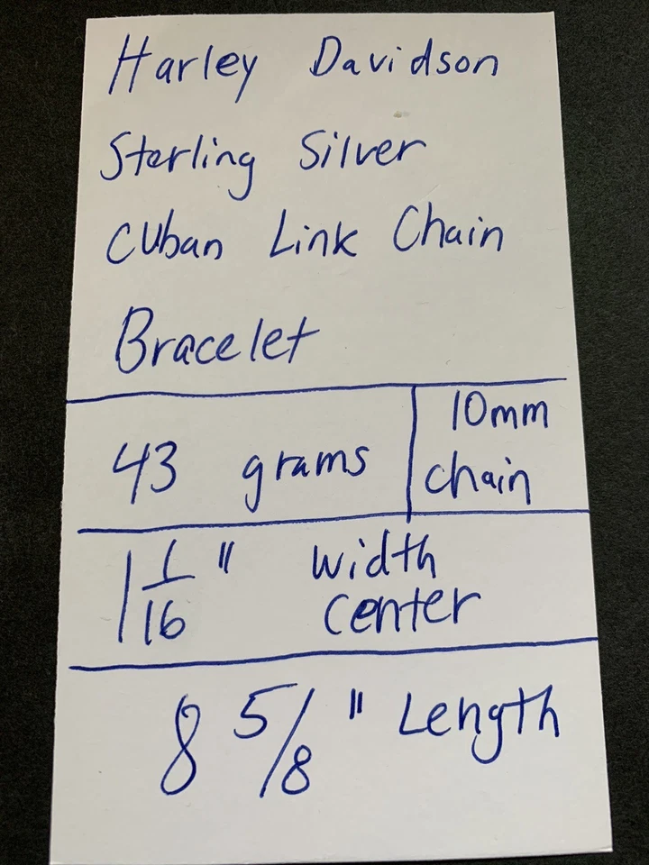 Pulseira de corrente de elos cubana Harley Davidson prata esterlina 925 8 5/8" - Imagem 3 de 4