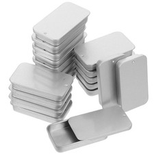 20 Pcs Slide Top Metal Tin Boxes Small Organizer Craft Storage Container