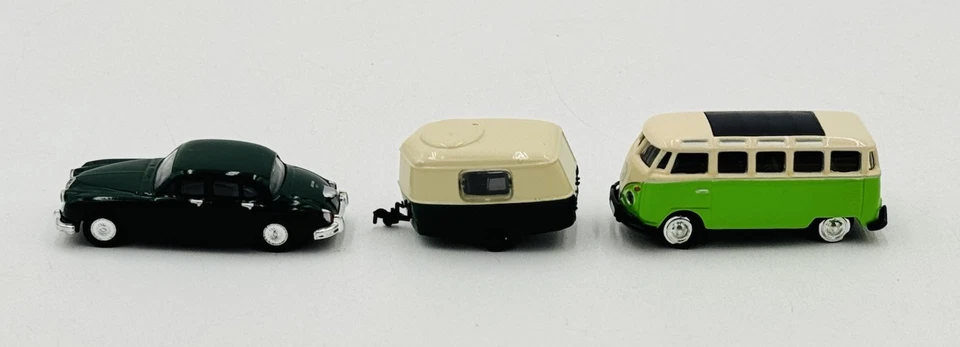 Model Power Minis Malibu 1/87 Jaguar Volkswagen Beetle Trailer 2" Lot Of 6 - Image 2 of 4