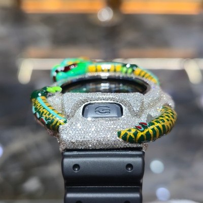 Casio G-Shock (Black) 6900 Iced Out Diamond Watch 5 CTW | eBay