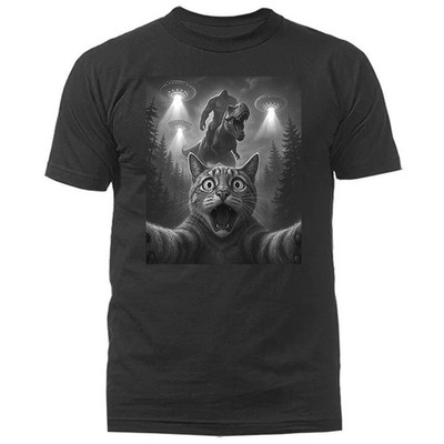 Scared Cat Selfie with Sasquatch Big Foot Funny Humorous T-shirt