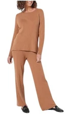 Attitudes by Renee Cotton Ribbed Knit Lounge Set Latte
