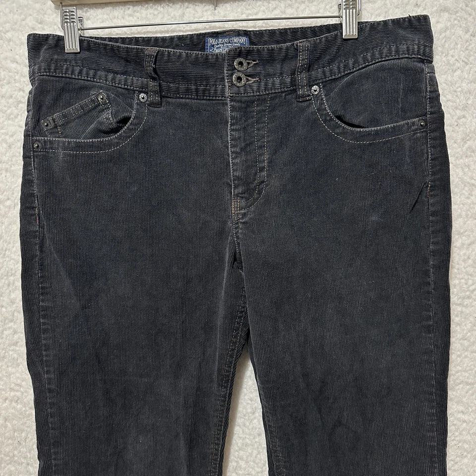 Polo Jeans Co Ralph Lauren Corduroy Pants Black Flap Pockets Women's Size 14 - Image 4 of 4