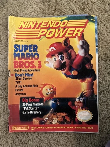 1990/Nintendo Power Super Mario Bros 3 March/April Vtg