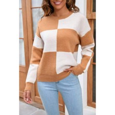 Color Block Round Neck Dropped Shoulder Sweater