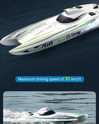 Barco RC 2.4G sin escobillas barco de control remoto 30 km/h lancha rápida embarcación juguetes - Imagen 14 de 25