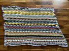 Handmade 57" x 41" Crochet  Triangle Pattern Throw Blanket Multicolor Warm