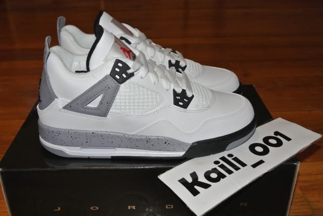 靴 Nike GS Air Jordan 4 Retro WhiteCement Jordan 4 GS White Cement | eBay