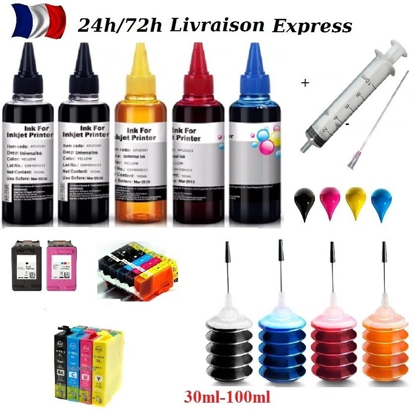 Recharge encre universelle compatible avec imprimantes HP Canon Brother Epson - Photo 1/1