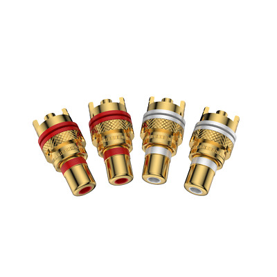 4Pcs Pure Copper Gold RCA Female Socket Chassis Phono Connector Jack Adapter