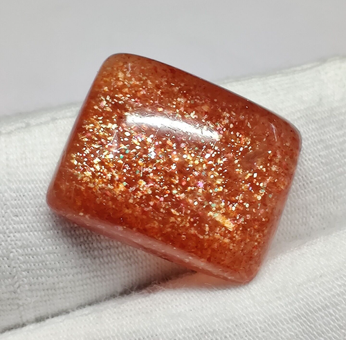 Natural Flashy Orange Sunstone Cabochon Cushion Shape Gemstone Jewel 20.5 Cts - Picture 3 of 6