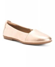 New Clarks Leather Comfort Flats Loafers Metallic Rose Gold Size 6