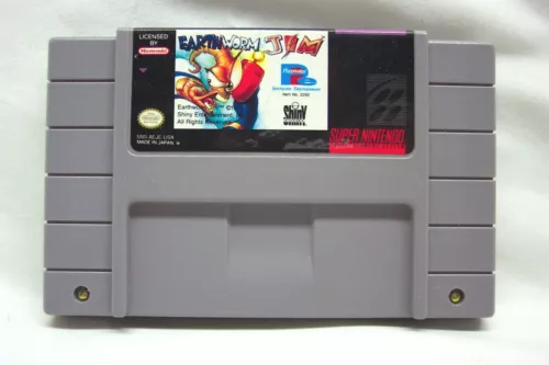 Vintage Original EARTHWORM JIM SNES VIDEO GAME Cart Cartridge 1994 Tested