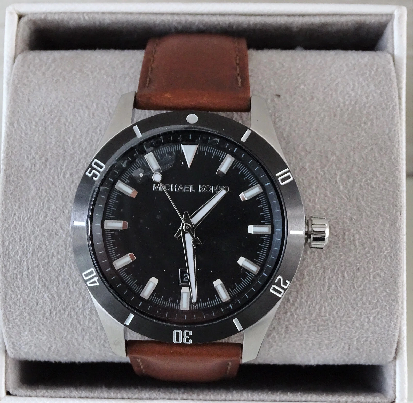 Michael Kors orologio da uomo LAYTON MK8859 orologio di design cinturino in pelle NUOVO con BOX IMBALLO ORIGINALE