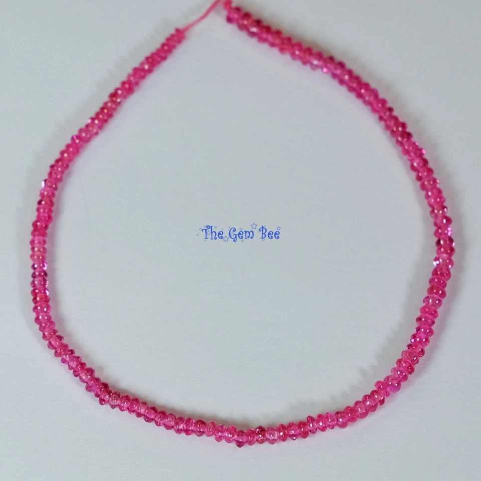1.8mm-2.5mmPetite Untreated Hot Pink Burmese Jedi Spinel Smooth Rondelle Bead 6" - Image 3 of 4