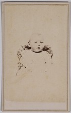 ANTIQUE CDV CIRCA 1860s J.M. AIKEN CUTE BABY IN WHITE DRESS WARE MASSACHUSETTS