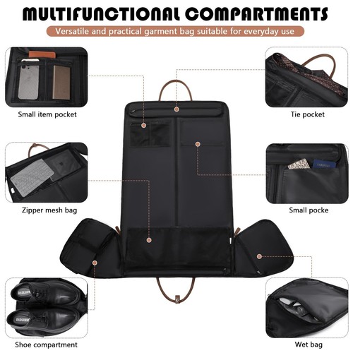 Myhozee Garment Bags for Hanging Clothes Travel Carry On Duffle Bag Backpack ... - Picture 5 of 7