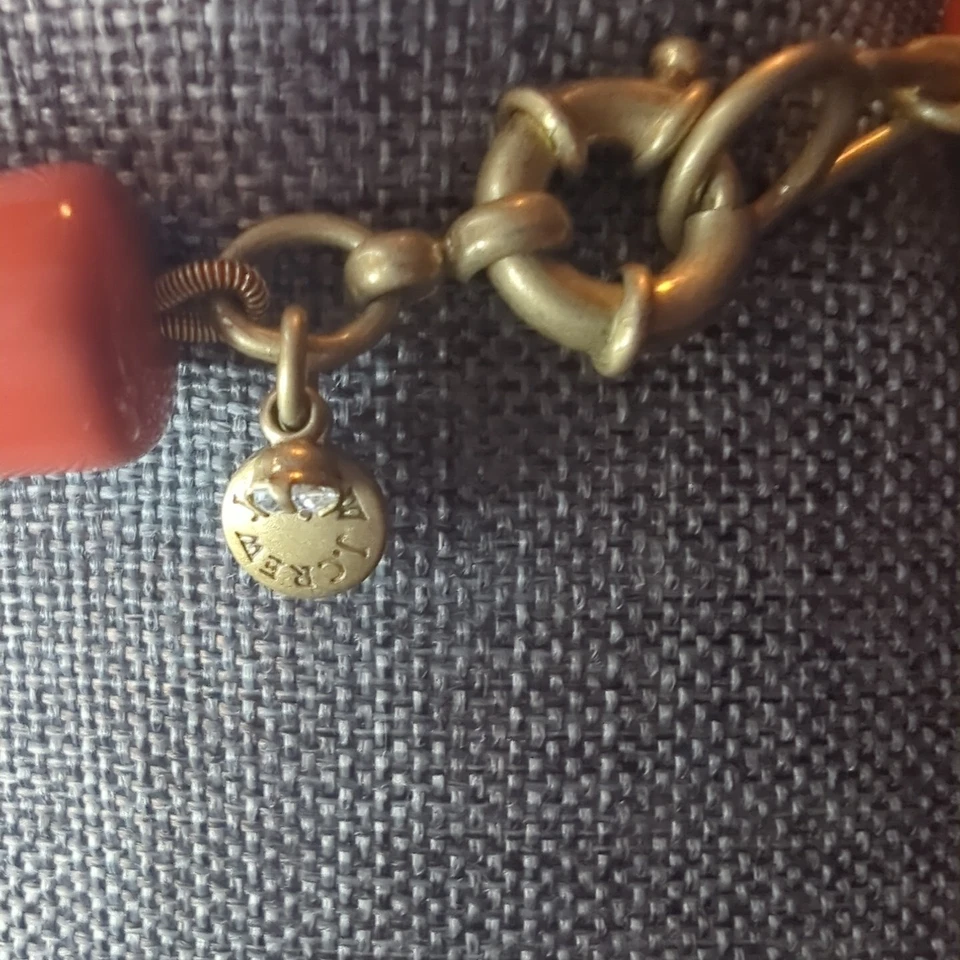 J. Crew Vintage Graduated Beaded Rhinestone Knotted Necklace Orange 30" - Image 4 of 4