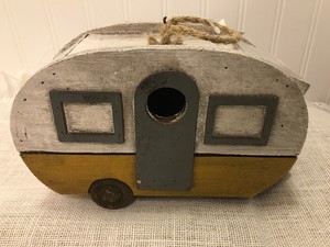 Distressed Vintage Wooden Wood Air Stream Camper Rv Birdhouse Bird