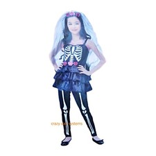 Girls Skeleton Zombie Bride Halloween Costume Veil Teens Wedding Sz 8-10 NWT