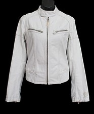 Diesel Women's Leather Zip Jacket Off White Size S