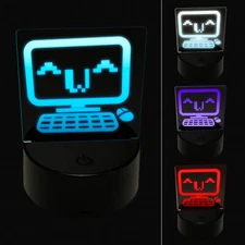 Cute Kawaii Computer Face Emoticon 3D Illusion LED Night Light Sign Lamp