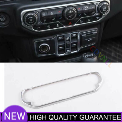 Central Console AC Button Cover Decor 1* For Jeep Wrangler JL 18-21 Matte Silver