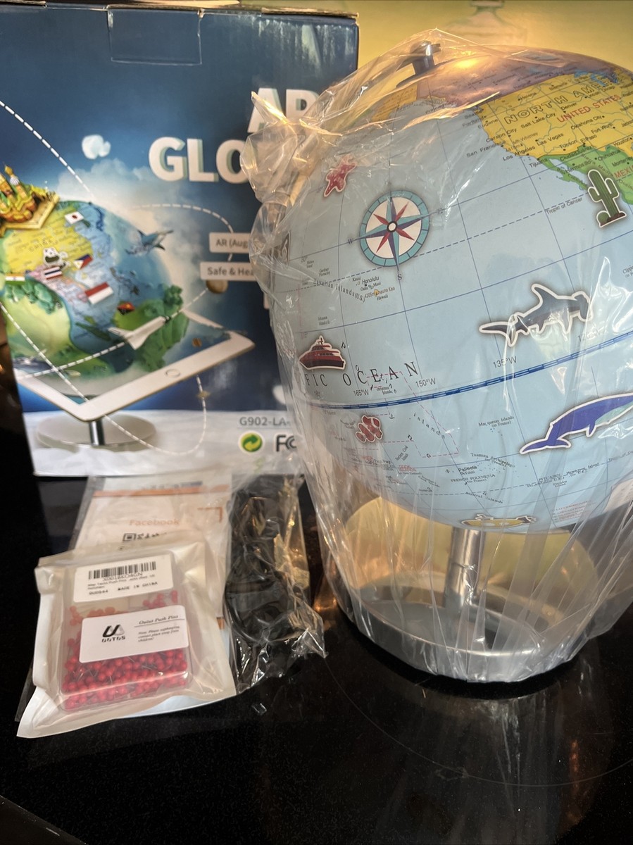 NEW IN BOX Augmented Reality Interactive Globe Educational Earth Metal Base