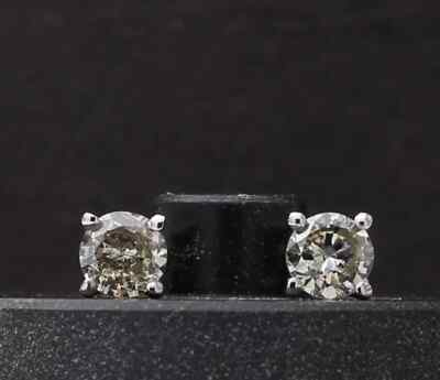 Elegante 1/2ct Total Hellgrau Salz und Pfeffer Diamant Ohrringe - 14K Weißgold