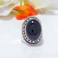Natural Black Onyx Gemstone 925 Sterling Silver Ring Jewelry Gift For Friends.