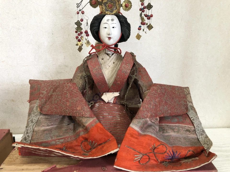 Y3156 MUÑECA HINA Emperador Figura Figura Período Meiji Japonés Antiguo De Colección Foto 2 de 4