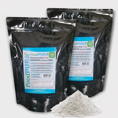 Diatomaceous Earth DE FOOD Grade 1KG CODEX Freshwater - FoodPURA Human Grade