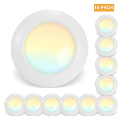 Run Bison Flush Mount Ceiling Lights 7.48''Wx1.57''H Dimmable Indoor White 10-Pack