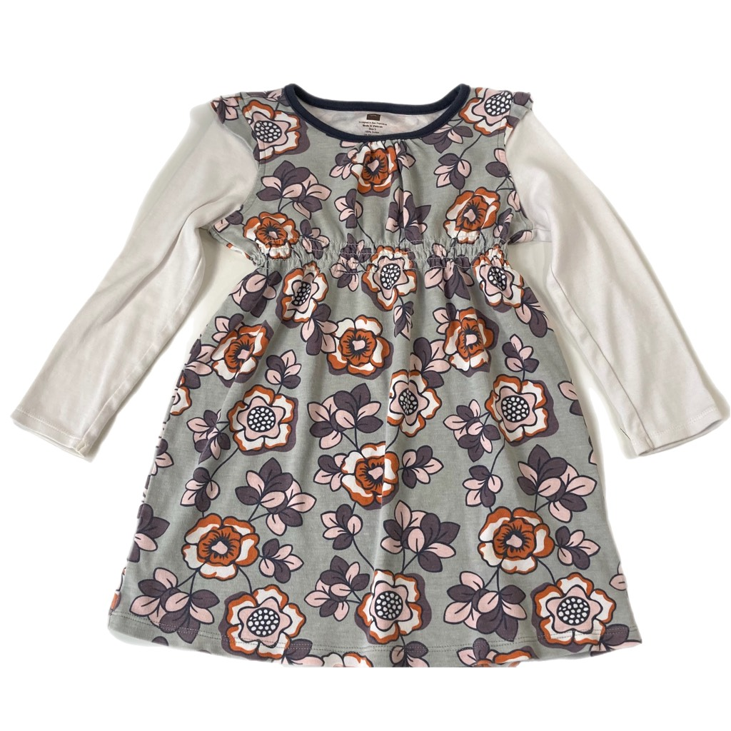 Tea Collection Girls Fit & Flare Dress Gray Floral Long Sleeve Smocked Flowers 3 | eBay Tea Collection Girls Fit & Flare Dress Gray Floral Long Sleeve Smocked Flowers 3 | eBay