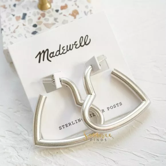 Madewell Chunky Heart Hoop Earrings Silver NWT eBay