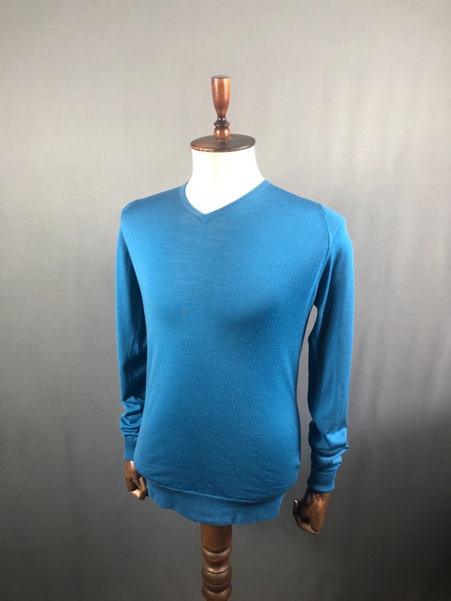 John Smedley Jumper Wool Blue Men Size S
