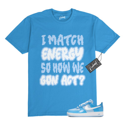 Air Force 1 Psychic Blue University Patent White LV8 T Shirt to Match MATCH