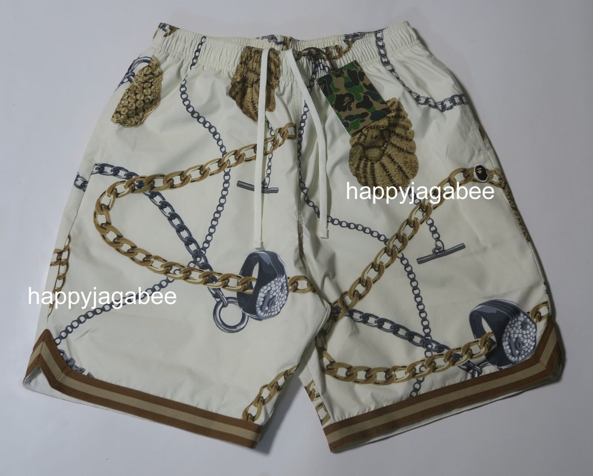 A BATHING APE Men's BAPE JEWELS SHORTS 1J80153001 Green / Ivory