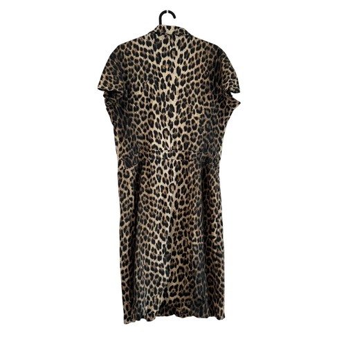 Moschino Cheetah Print Collared Shirt Midi Dress Retro Mob Wife Womens Large - Picture 6 of 8