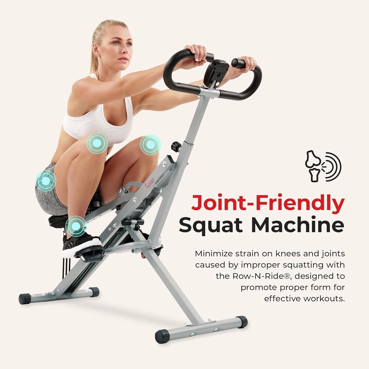 Row-N-Ride Squat Assist Trainer, Home Exercise Machine for Arm