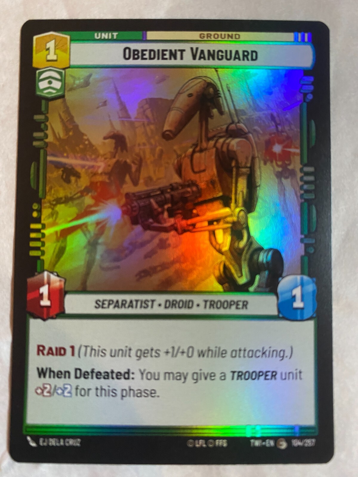 STAR WARS UNLIMITED TCG ToR OBEDIENT VANGUARD Foil Card NM